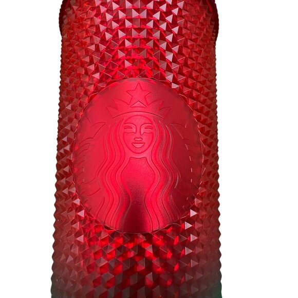 Disney Starbucks Red & Green Holiday Studded Cold Cup Tumbler 24 Oz Limited Edit - Picture 2 of 3